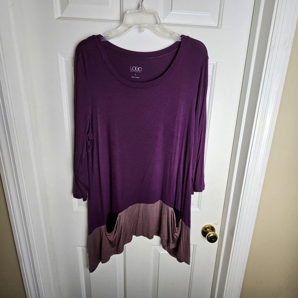 LOGO by Lori  Goldstein Women Two Tone Color Tunic Size Large